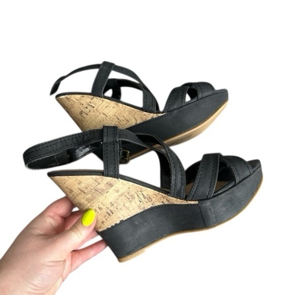 Call It Spring Black and Tan Wedge Sandals - Picture 2 of 8
